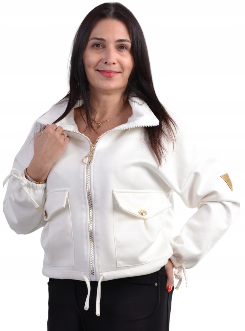 Bunda Bomber Katana Semišová Přechodná Over Size Ecru 44/46 2XL/3XL