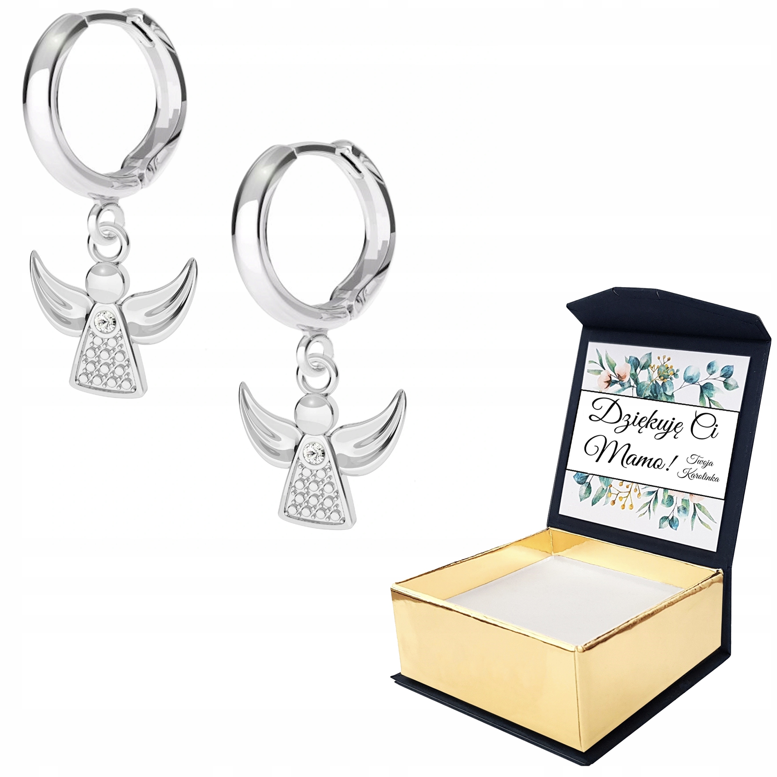 Stříbrné náušnice Andílek Anděl 925 Vlastní Potisk