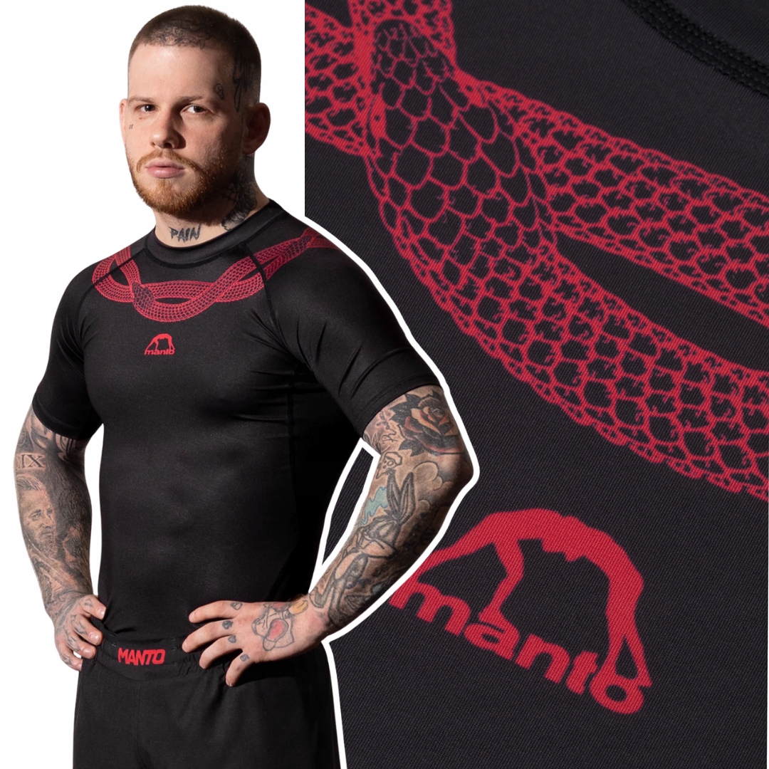 Rashguard z krótkim rękawem męski Manto Uroboros Czarny r. L