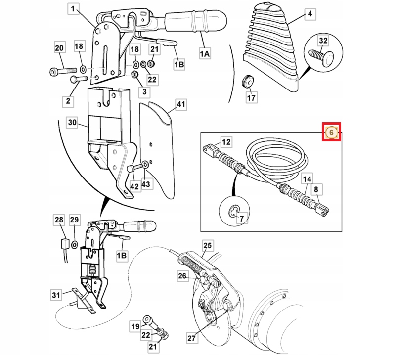 КАБЕЛЬ РУЧНОГО ТОРМОЗА JCB 3CX 4CX 910/60111