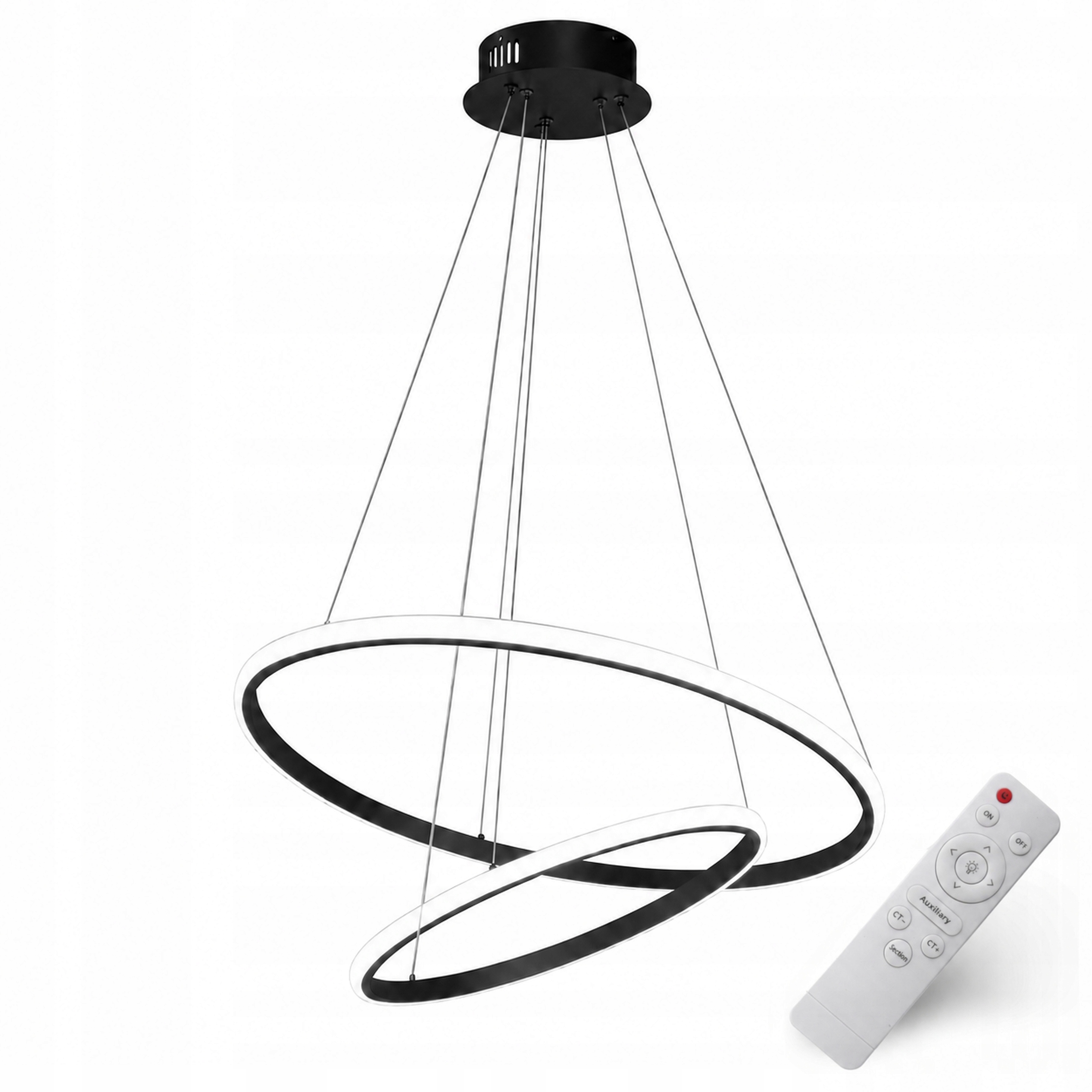 Závěsná Stropní Lampa, Černý Led Lustr S Dálkovým Ovládáním, 40 CM Do Obývacího Pokoje