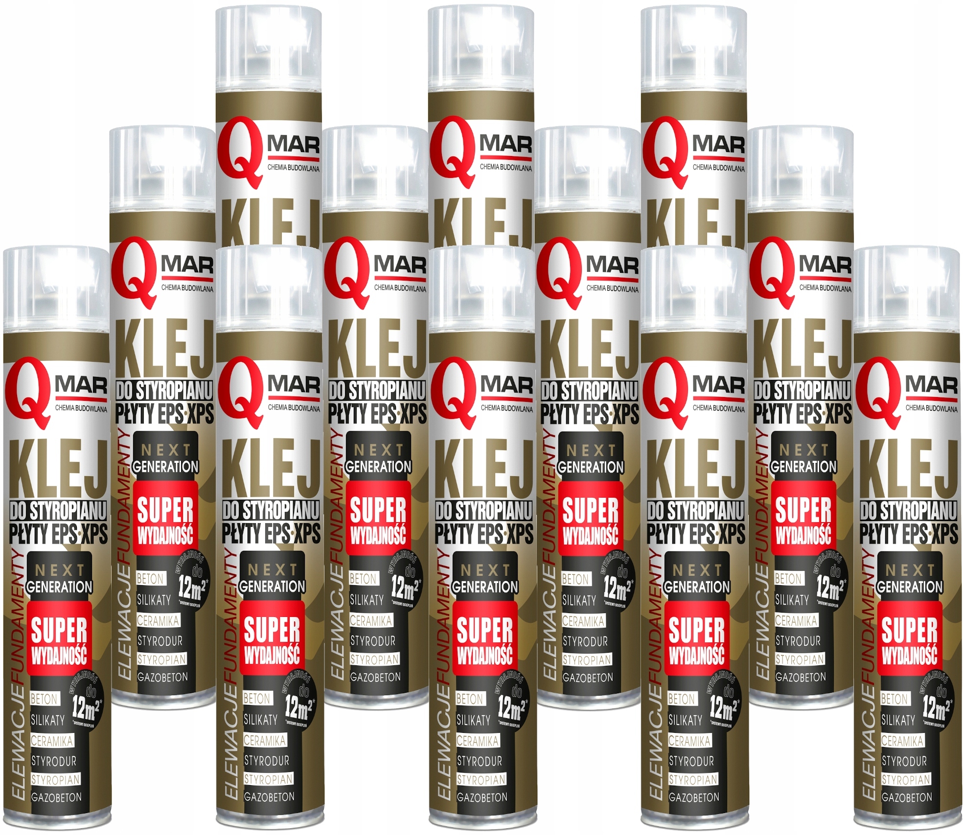 

12x Klej-Pianka Qmar do Styropianu Wełny Xps 750ml
