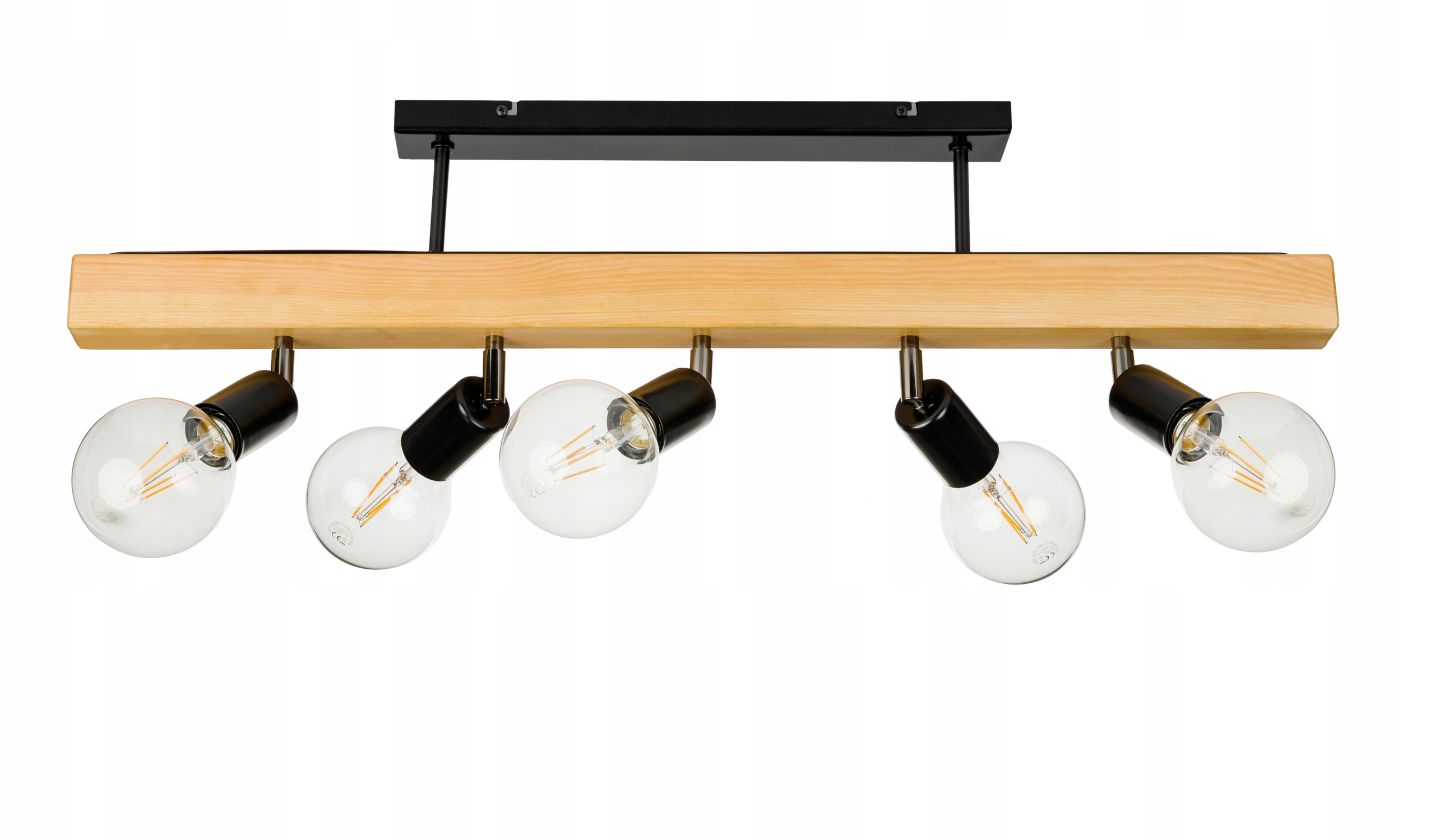 Dřevěná závěsná stropní lampa Lustr Stropní Svítidlo Loft Černá na 5 E27