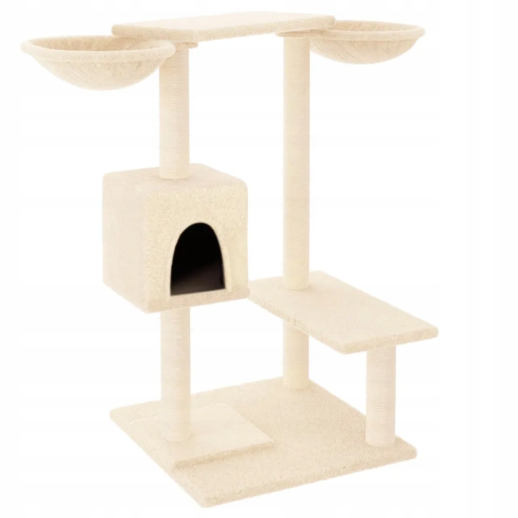 Levně Škrabadlo pro kočky se sloupky, krémové, 82 cm