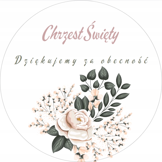 

Naklejki Chrzest Dziękujemy 5 CM 20 Szt