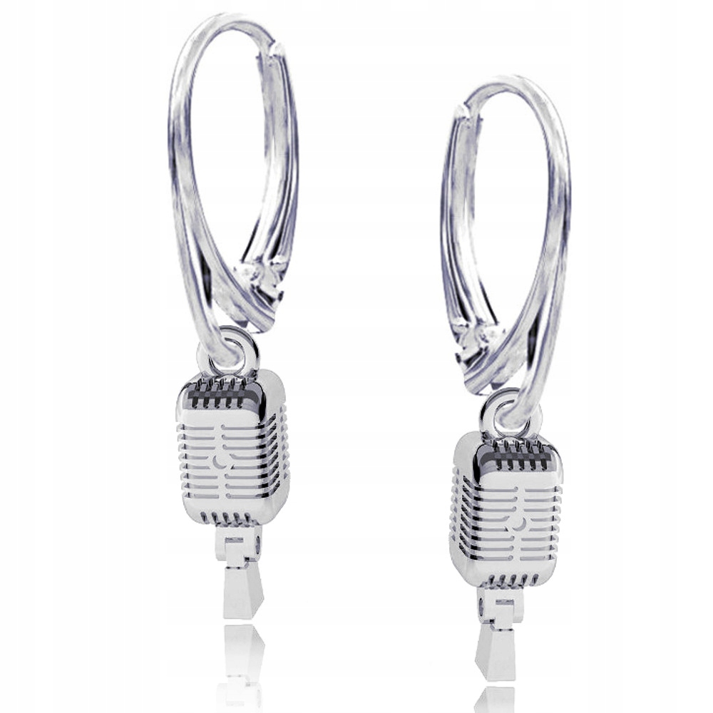 Mikrofon 3D Stříbrné náušnice na anglickém biglu stříbro 925