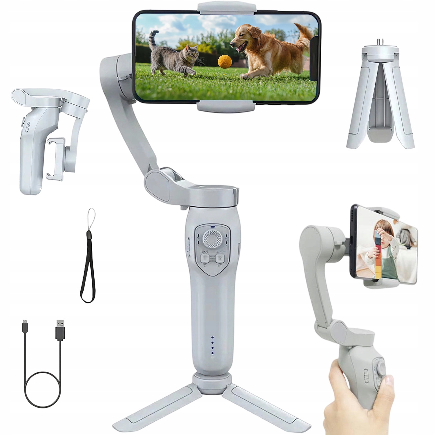 3-OSÝ Gimbal S Aplikací Sledování Ai 5V Nabíjení Smartphonu Ios Android