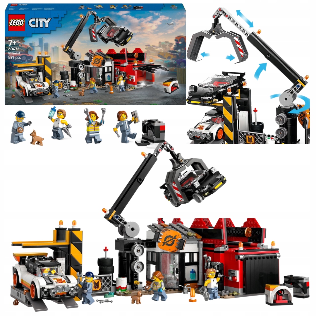 Lego City 60472 Vrakoviště s auty Recyklační drtič Jeřáb Šrot
