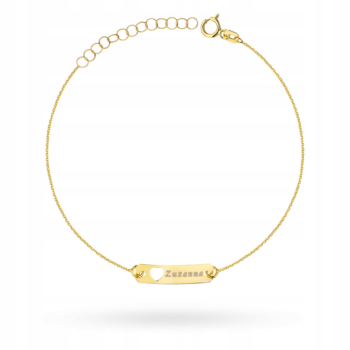 Zlatý Náramek Dámský pr. 585 14k Plech se srdíčkem Pod Gravírování Krabička