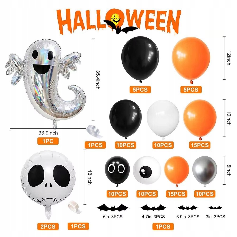 GIRLANDA BALONOWA HALLOWEEN ZESTAW BALONÓW DEKORACJE HALLOWEEN BALONY DUCH EAN (GTIN) 5905951214801