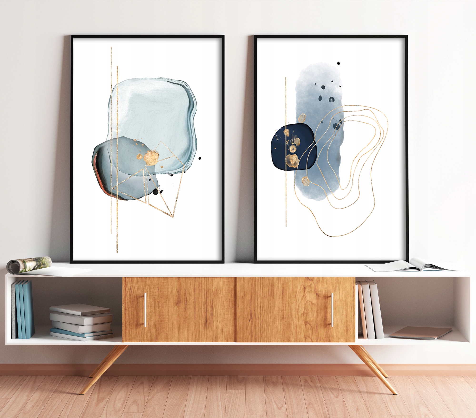 PLAKATY ABSTRAKCJA niebieskie minimalizm bez ramek Szerokość produktu 40 cm