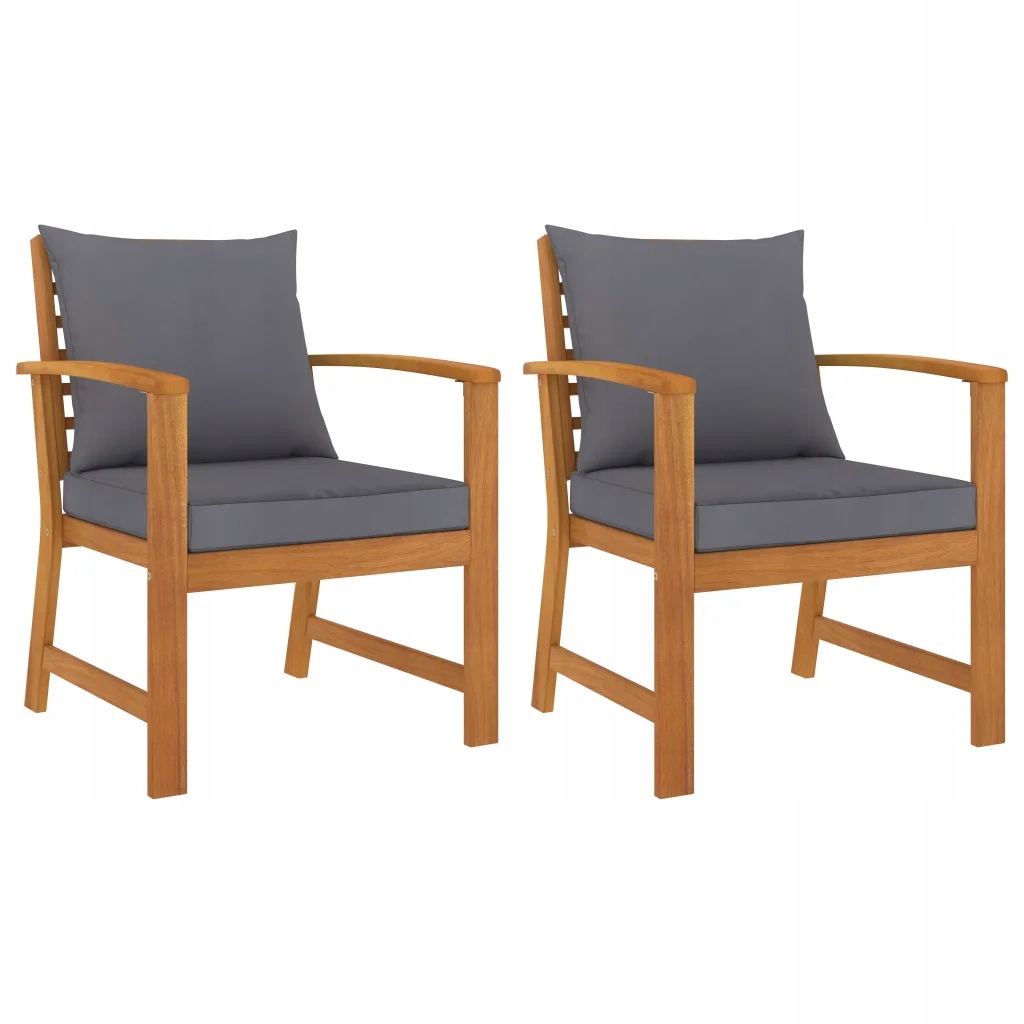 Sada 2 zahradních židlí z masivního akáciového dřeva, 60,5 x 60,5 x 81 cm