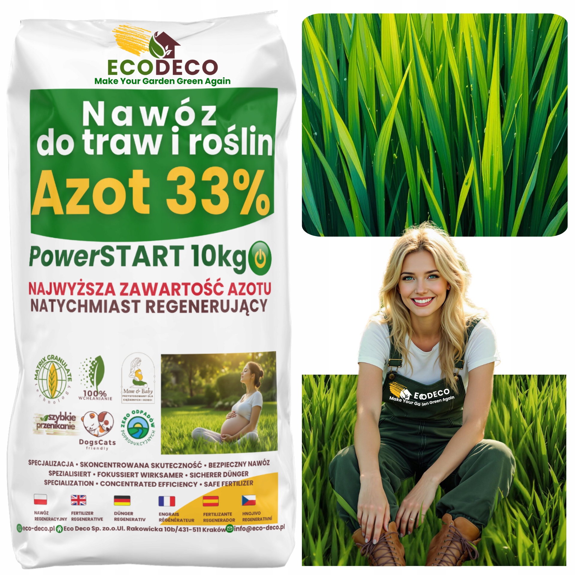 Nawóz do Trawy Azotowy 10kg Wiosenny Zagęszczający PowerStart Startujący