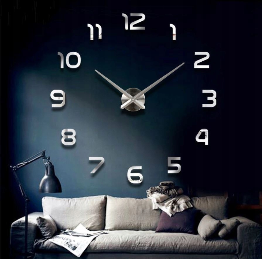 Zegar przyklejany lustrzany srebrny nowoczesny DIY EAN (GTIN) 5903899251360