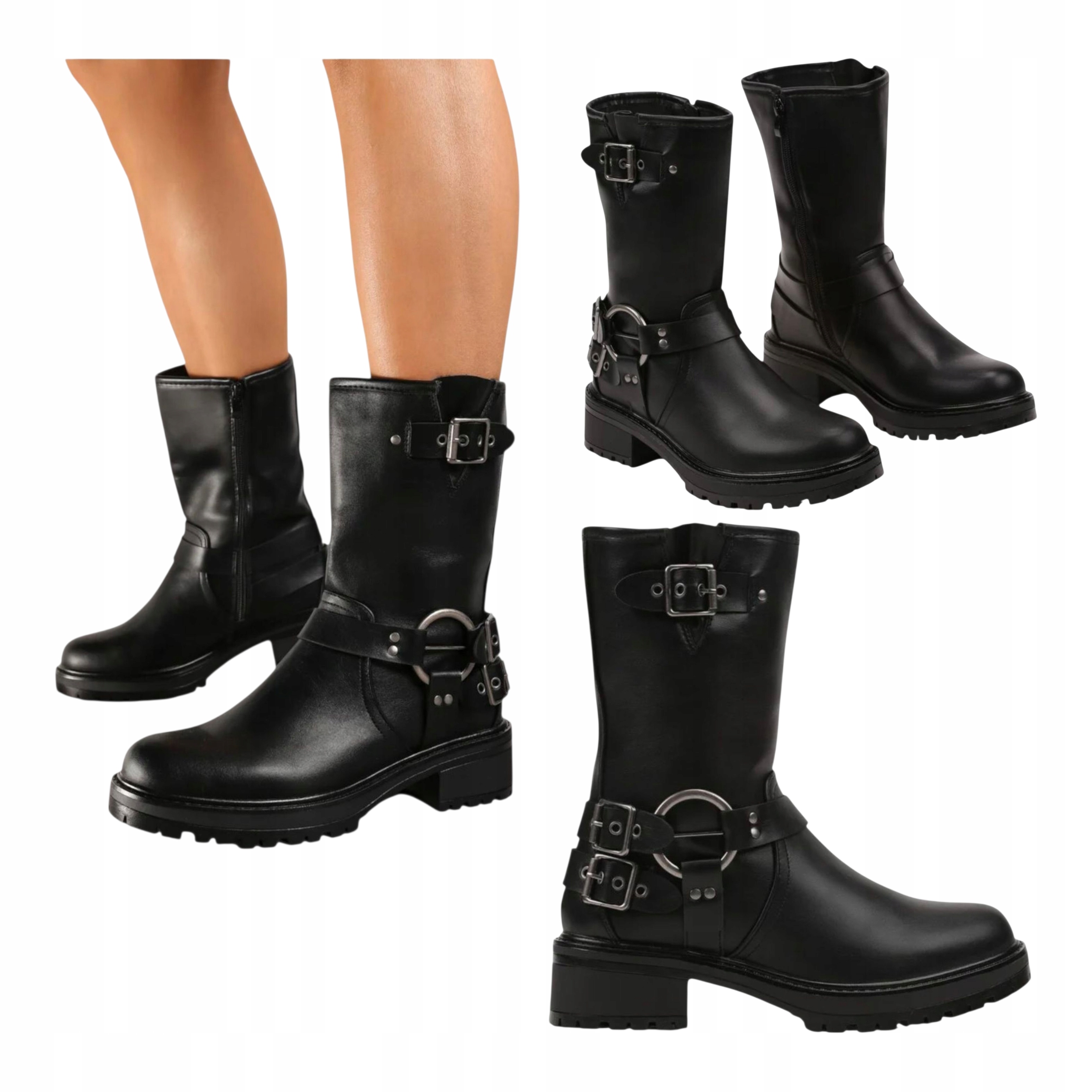 Dámské Kotníkové Boty Zateplené kožené trapery na platformě Vysoké černé 37