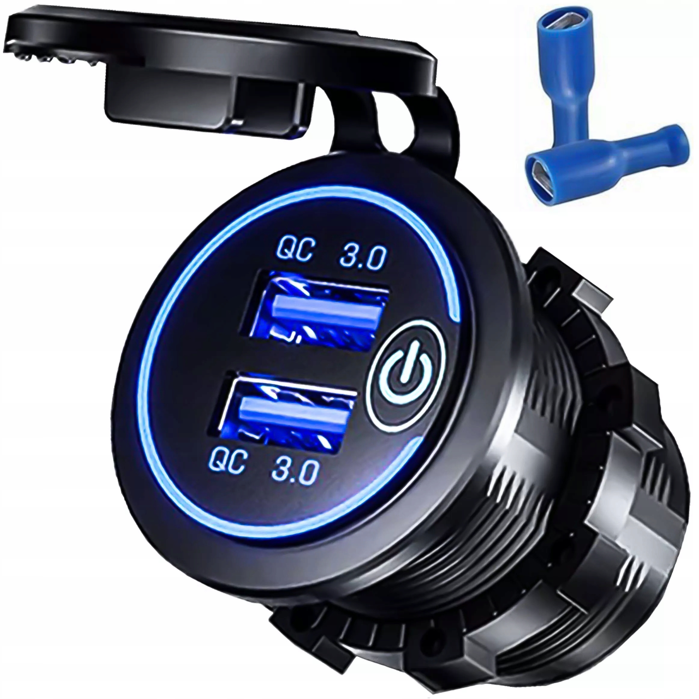 Ładowarka samochodowa zasilacz do auta 18W 2x USB QC 3.0 3A mała woltomierz Producent inny