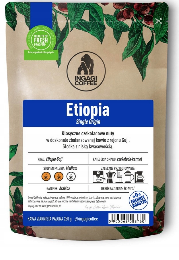 Levně Káva zrnková Etiopie čerstvě pražená arabika 1 kg