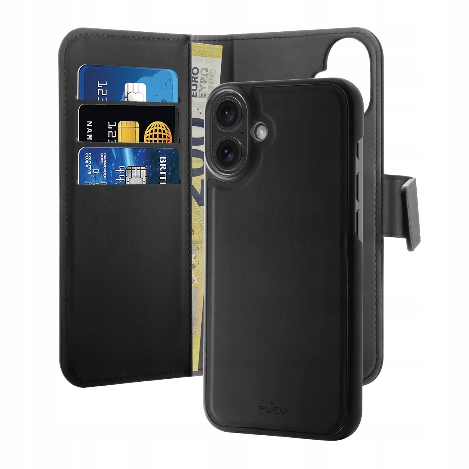 Etui z ekoskóry Puro Wallet Detachable MagSafe 2w1 z klapką i portfelem