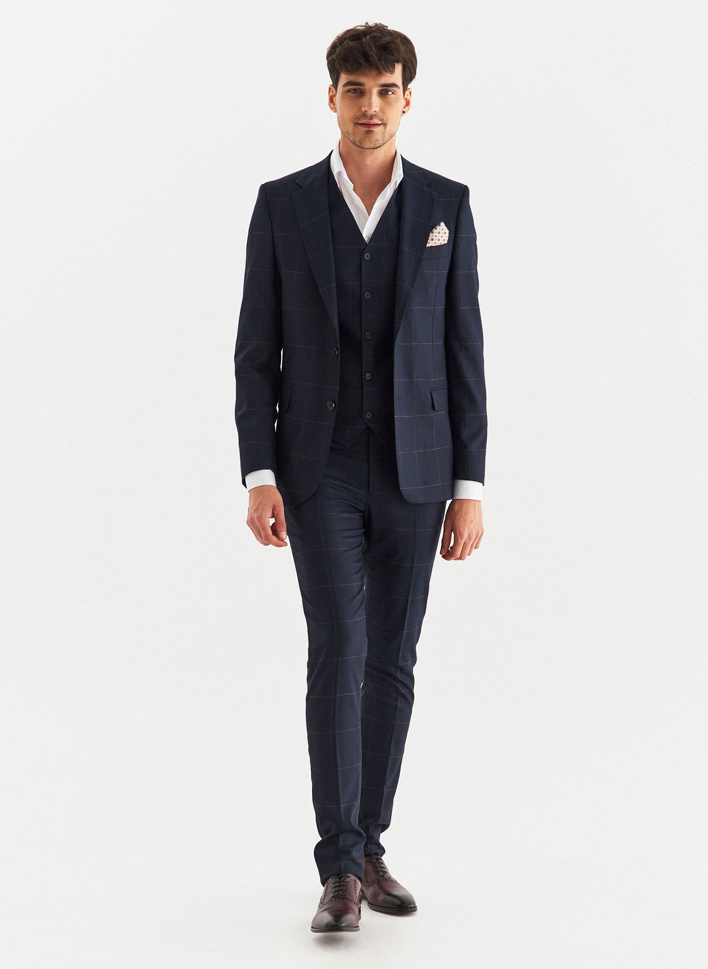 Tmavě modré oblekové kalhoty v střihu Slim Fit Pako Lorente 176/80