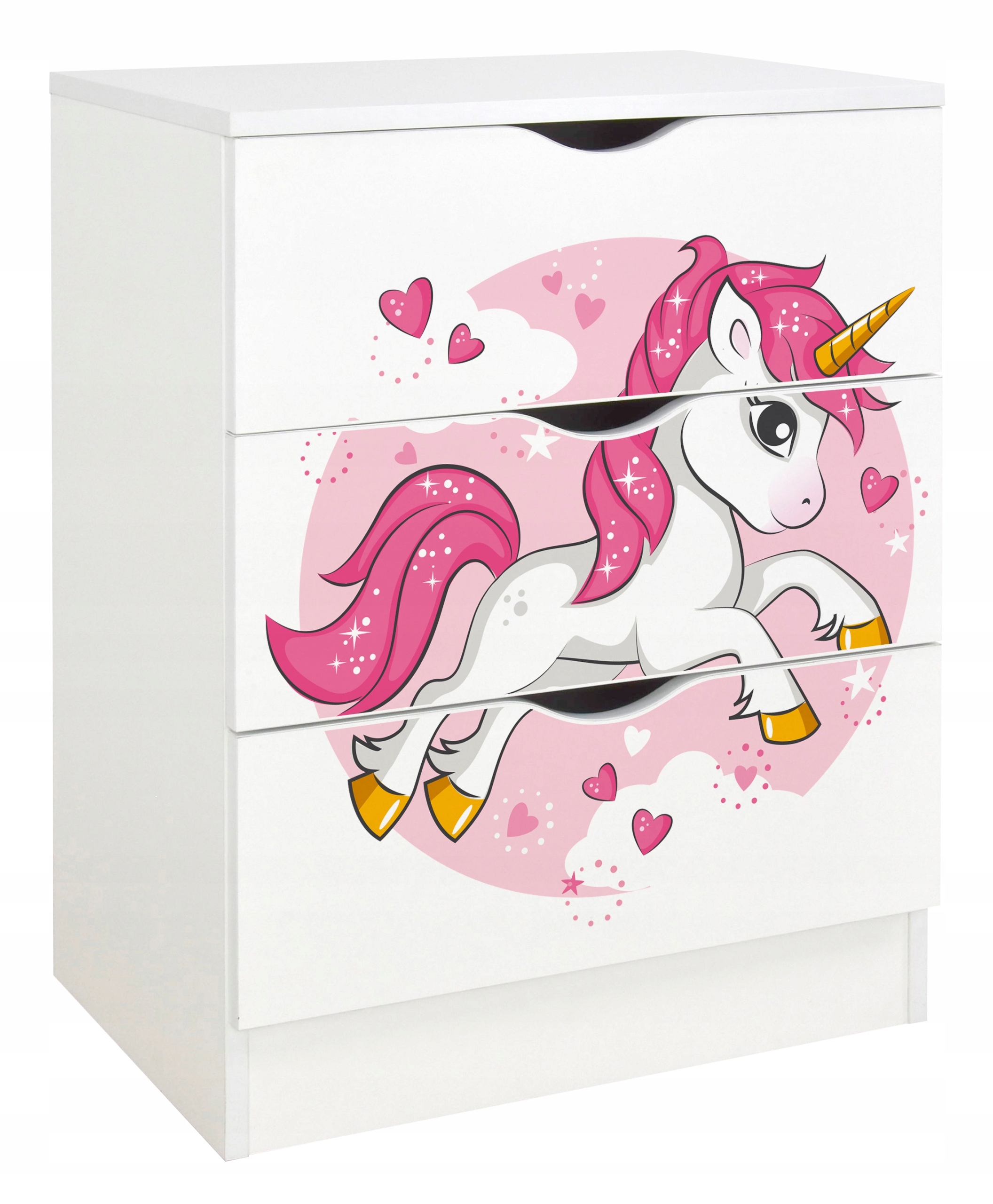 Komoda se 3 zásuvkami, Prostorný a funkční potisk Jednorožec 2 60x42x78 cm