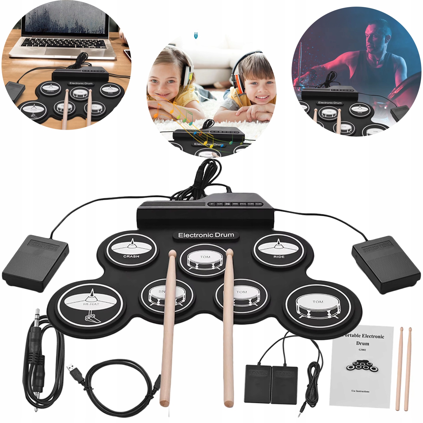 Elektronická Bicí Souprava pro učení, cvičení a zábavu S Pedálem