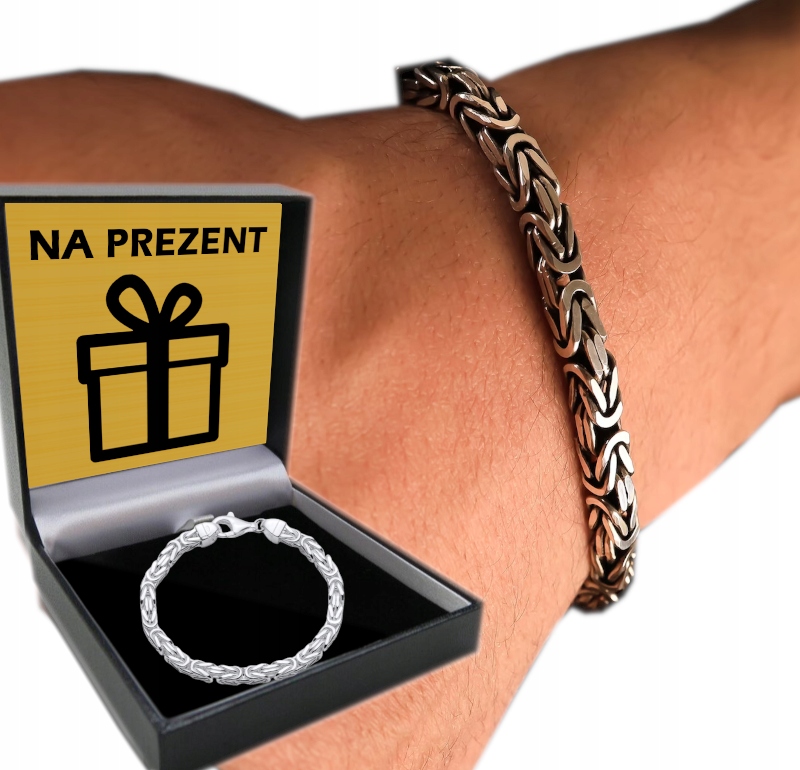 Stříbrný Náramek pro muže Stříbro ryzost 925 Královský byzantský 5 mm/23 cm