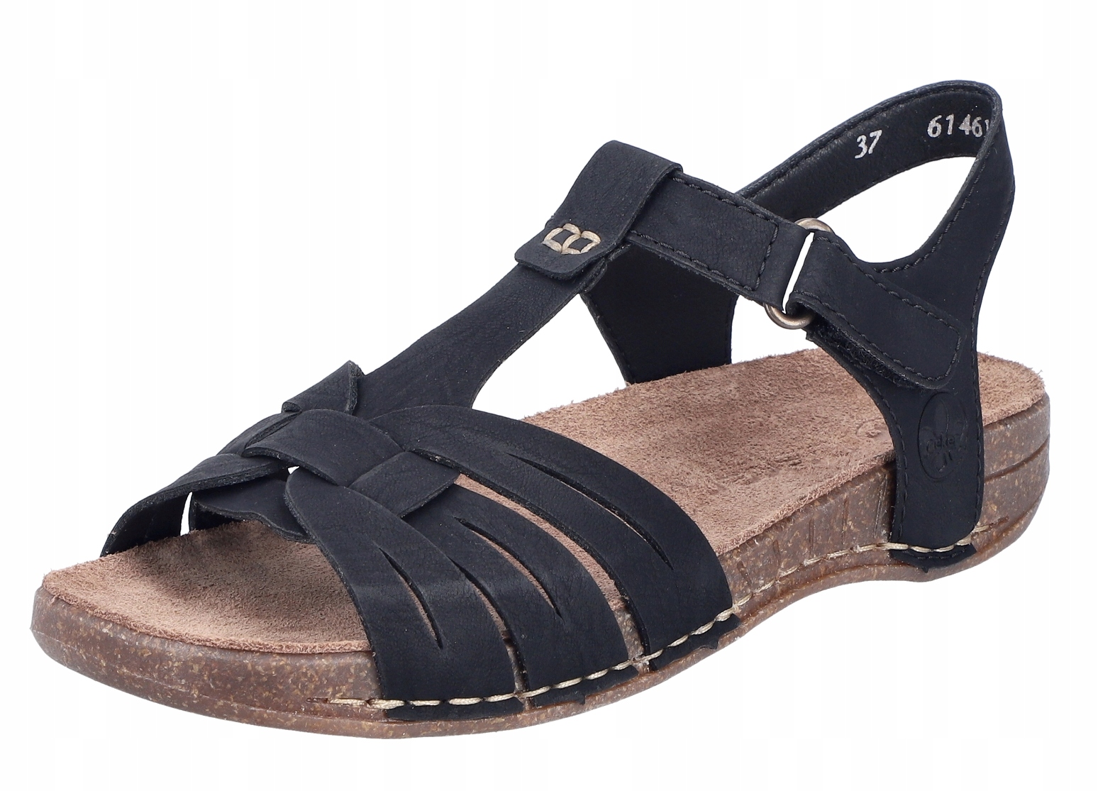 Rieker 61461-00 vel.40 černé sandály na plochém podpatku