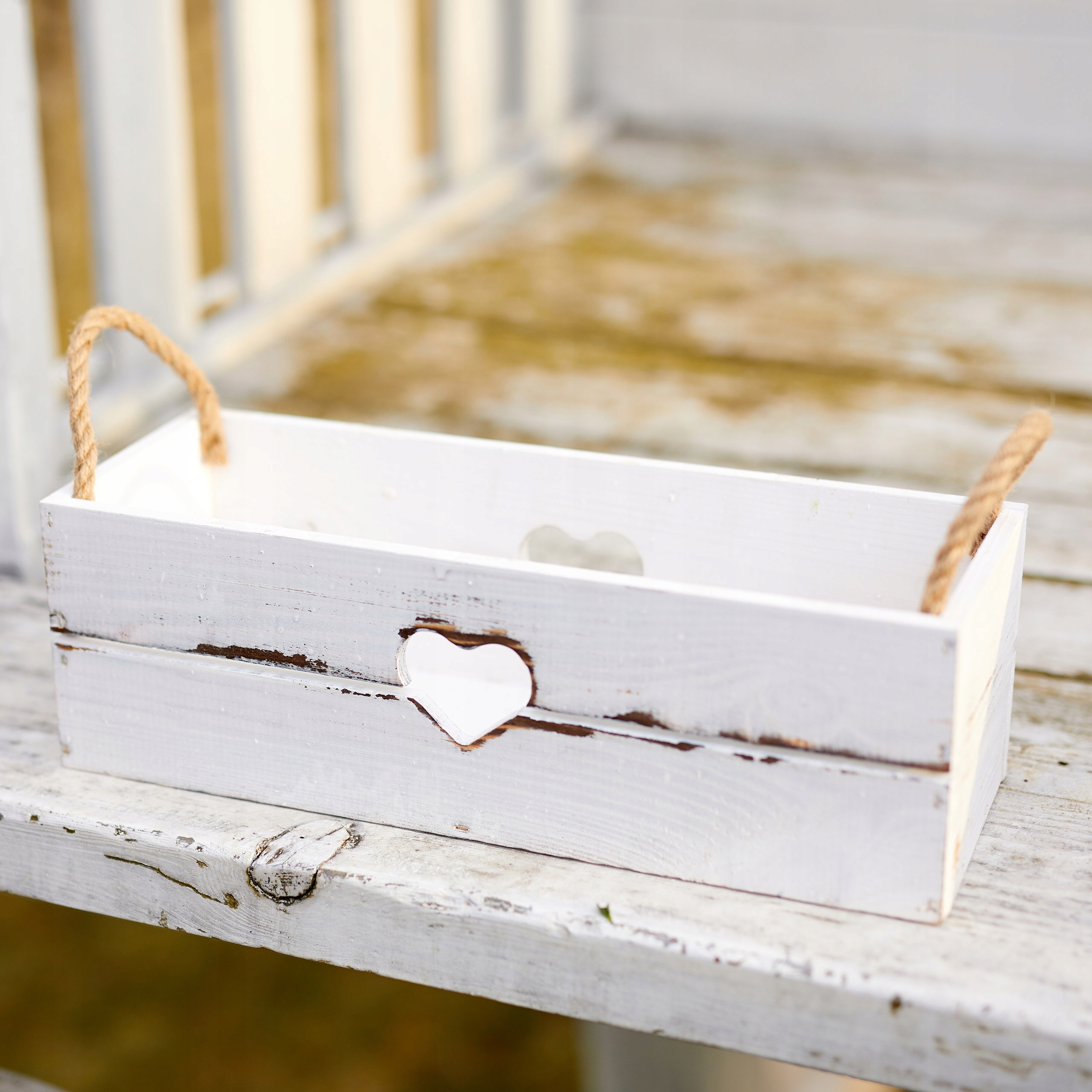 BIAŁA SKRZYNKA DREWNIANA NA KWIATY ZIOŁA WRZOSY Marka inna