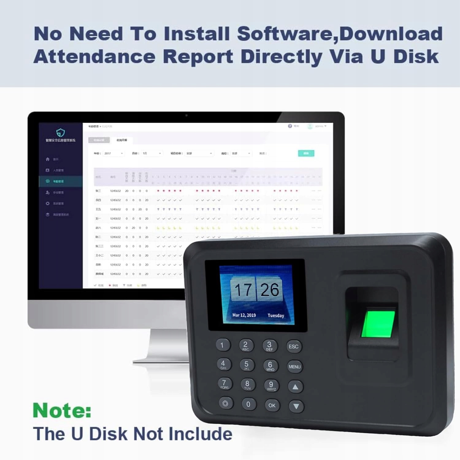 Czytnik linii papilarnych zegar pracy dla pracowników Bisofice Rodzaj rejestrator czasu pracy