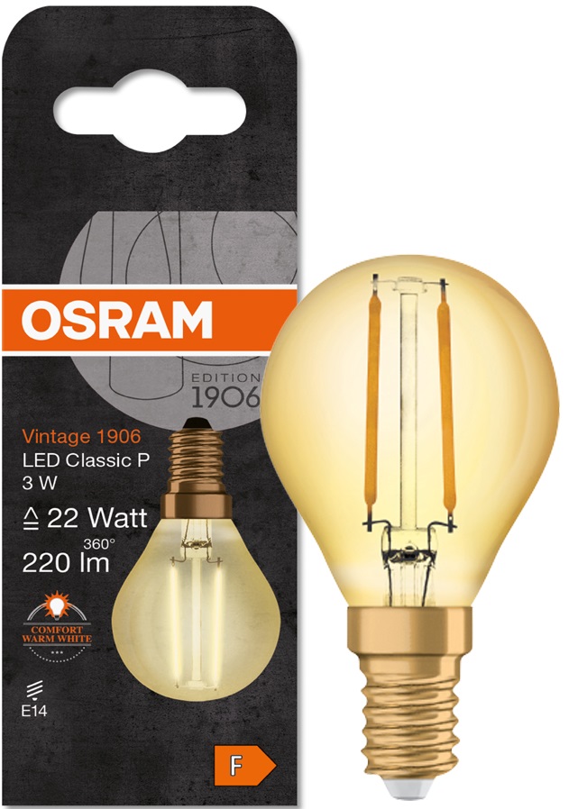 

Osram żarówka 1906 Vintage kulka Clp 3W 22W E14