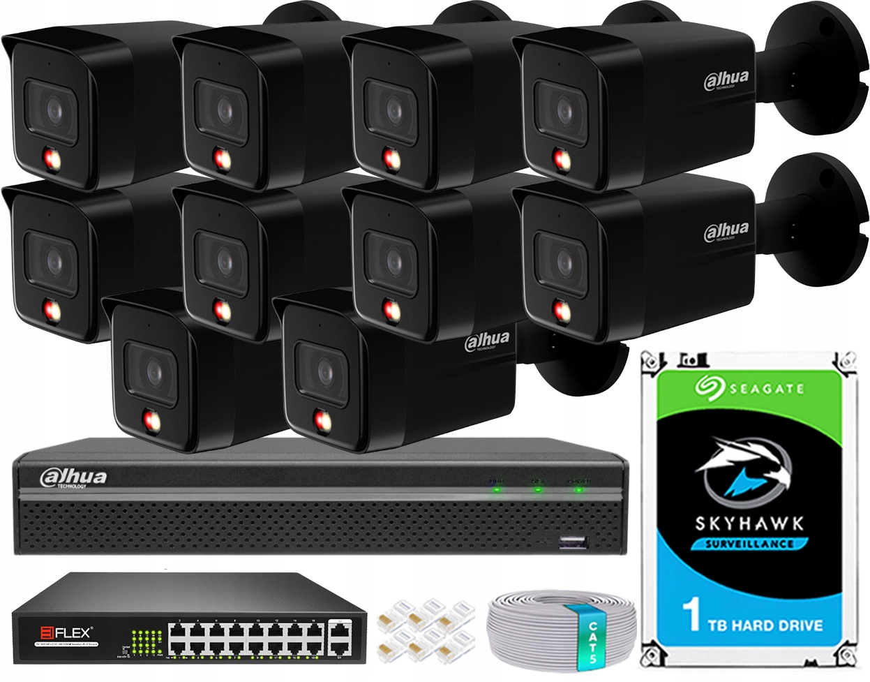 8Mpx monitorovací sada Dahua 10 kamer IPC-HFW1839TC-A-IL-B Dual Light