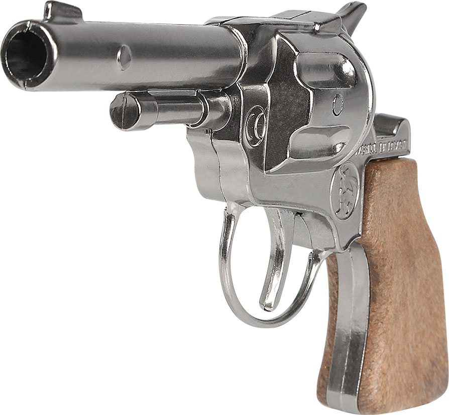 Gonher 155/0 Rewolwer Kowbojski Metalowy Odciągany Kurek 12cm Dla Dzieci 3+ Kolor szary