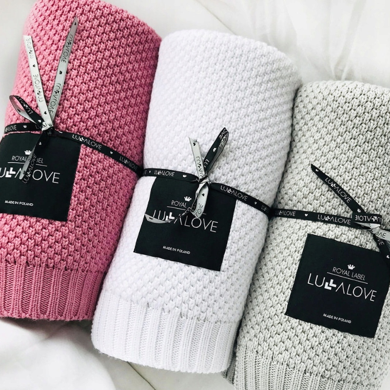 Bambusowy koc makaronik piwonia - LULLALOVE Długość 100 cm