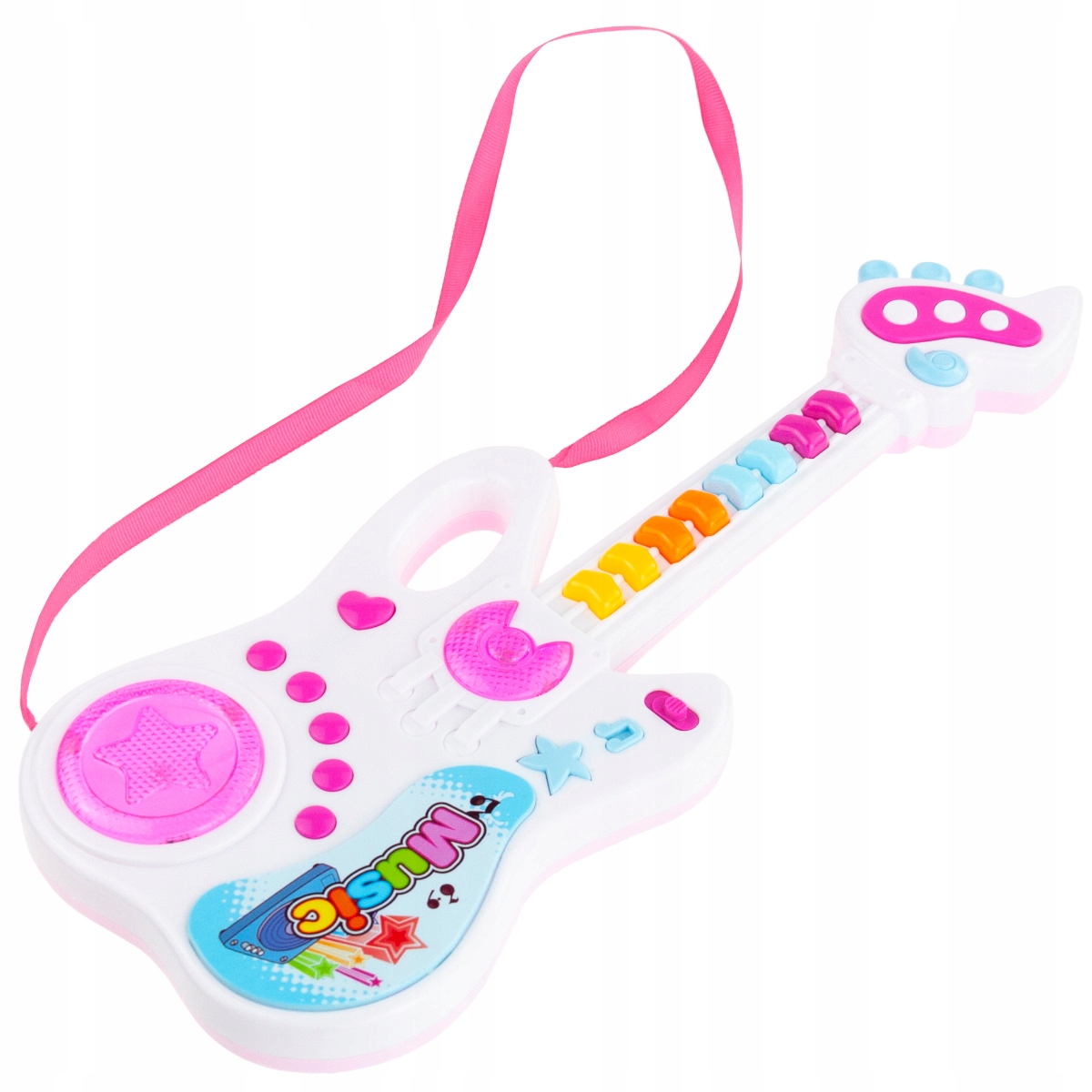 GITARA ROCKOWA INTERAKTYWNA DLA DZIECI ŚWIECI GRA INSTRUMENT MUZYCZNY LED Materiał plastik