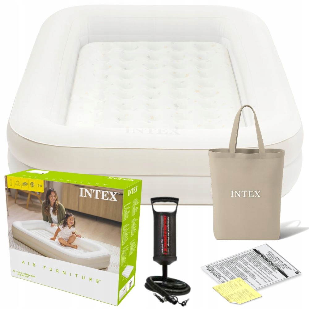 Materac Dmuchany Welurowy Jednoosobowy Łóżko 168x107x25 Intex 66811 New2026