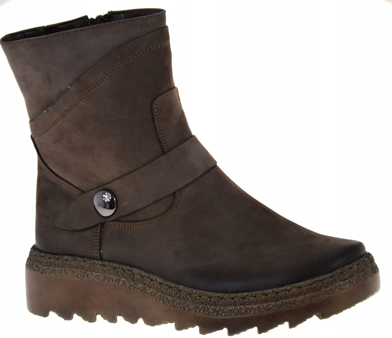 Dámské Kotníkové Boty Agmos 1289 Kožené Zateplené Hnědé Novinka Zimní VEL.38