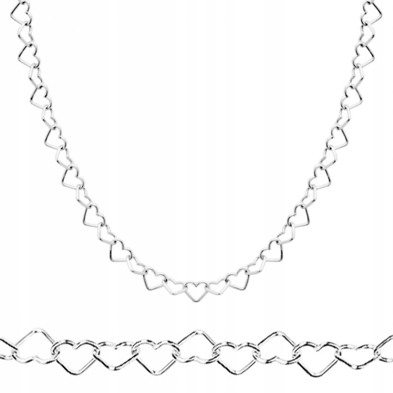 Łańcuszek damski naszyjnik z połączonych serc serca 3,5mm srebro 925 50 cm Marka Inna marka