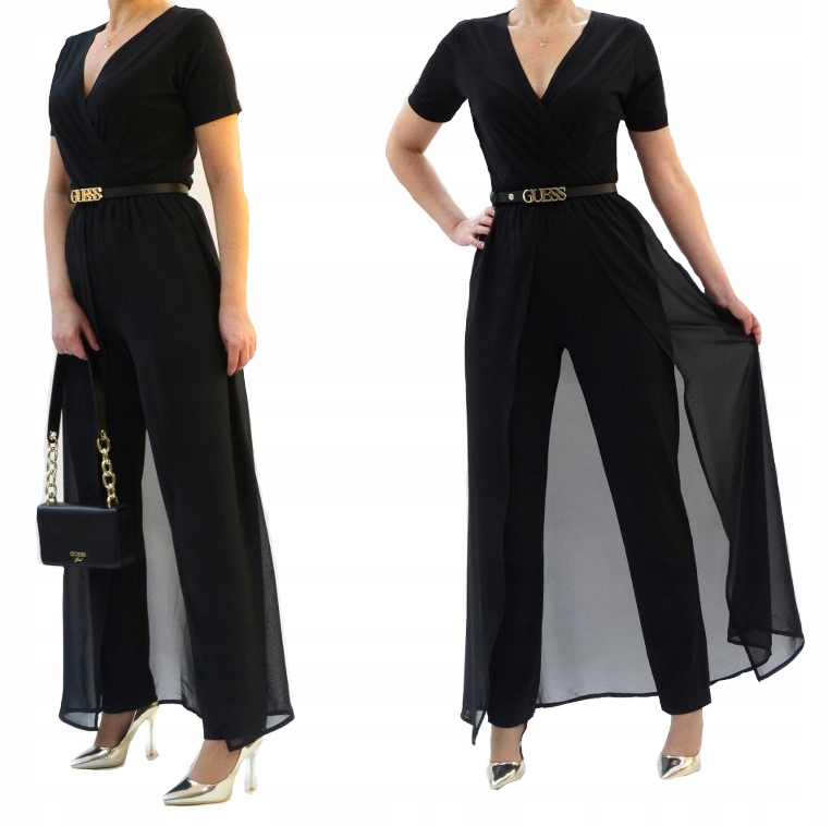 

Kombinezon Glamour Czarny Tren Wesele r36 (34-52