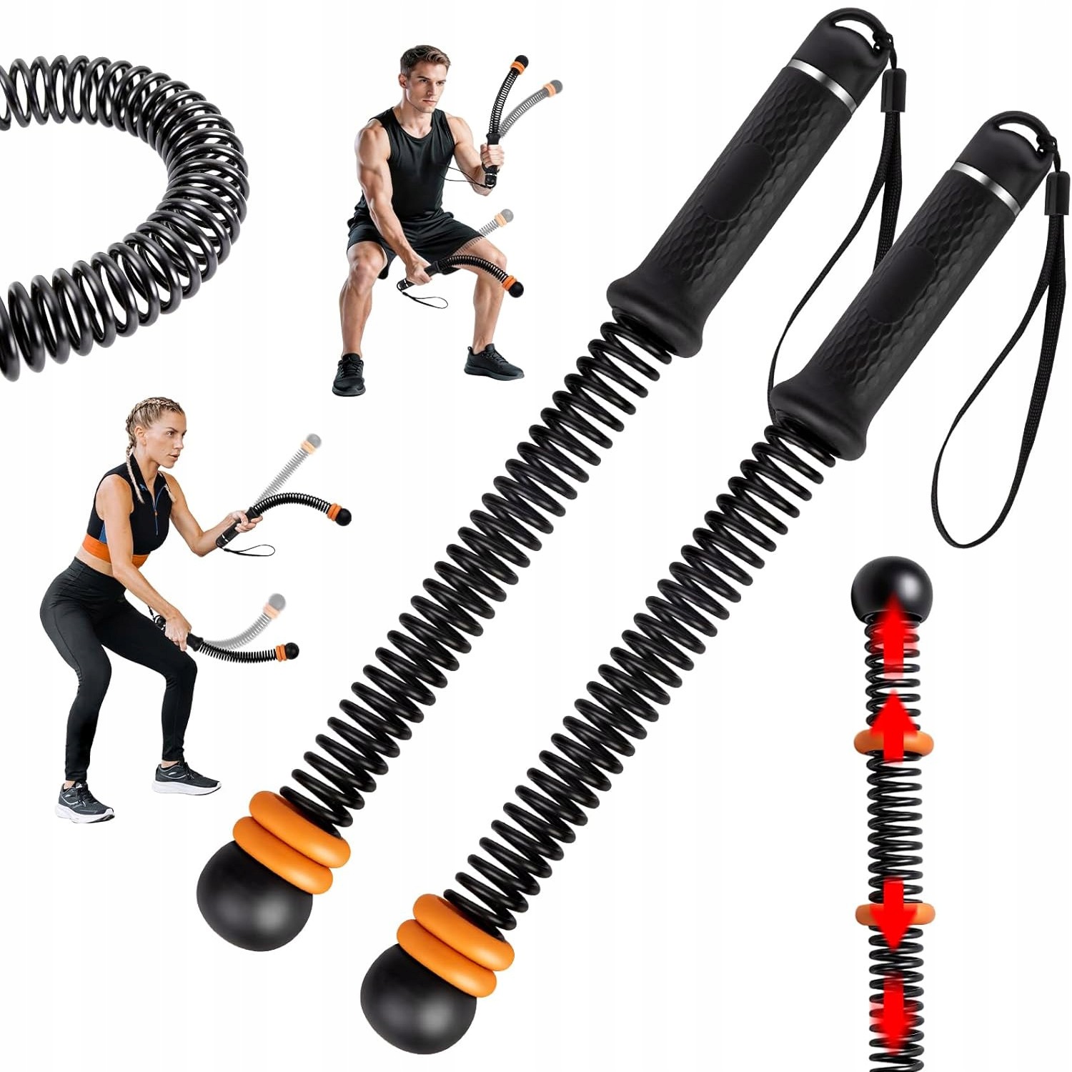 Bezprzewodowa Lina Treningowa Dociążona Czarna Zestaw Do Battle Rope 2SZT