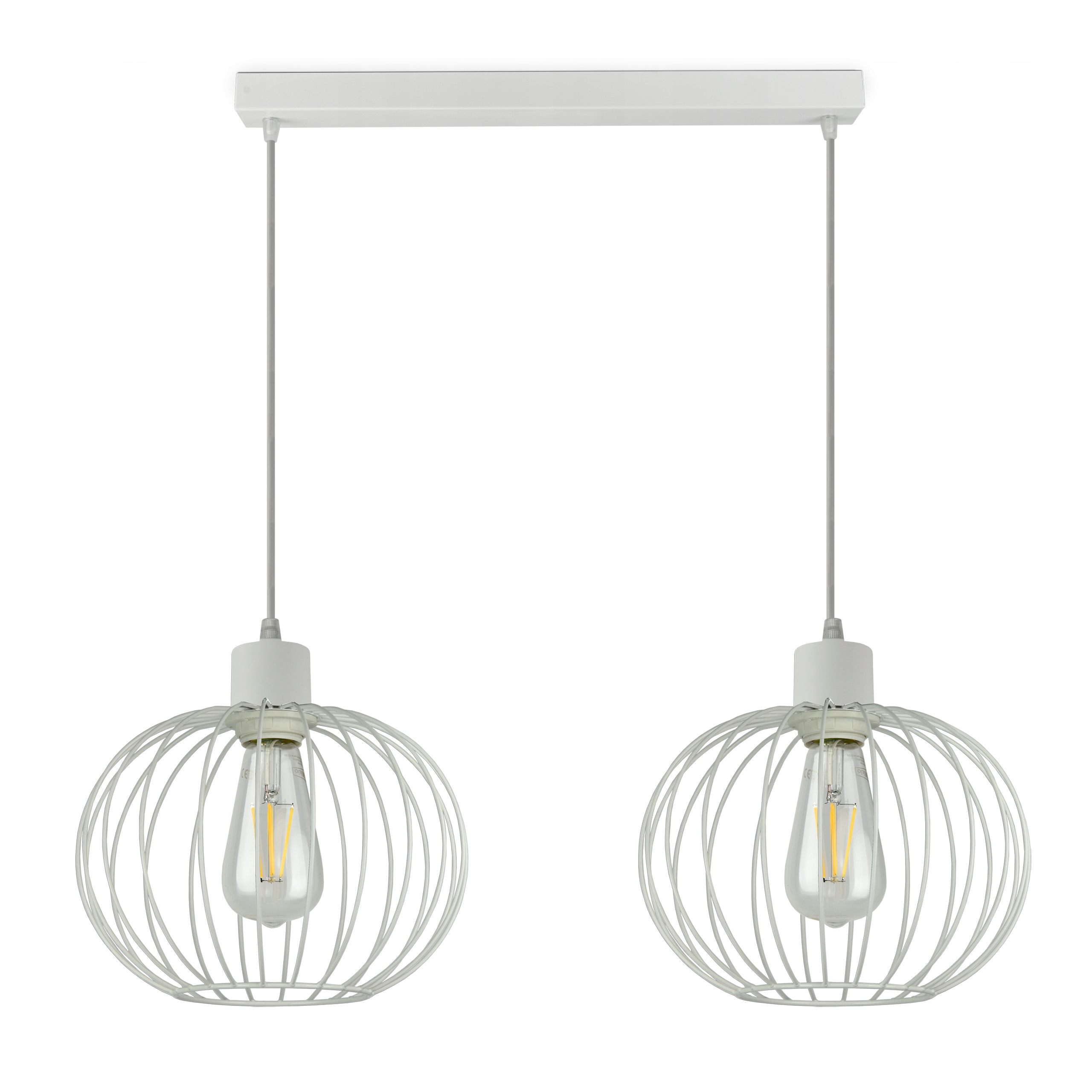 

Lampa Wisząca Żyrandol Biały Druciane Kule Led E27