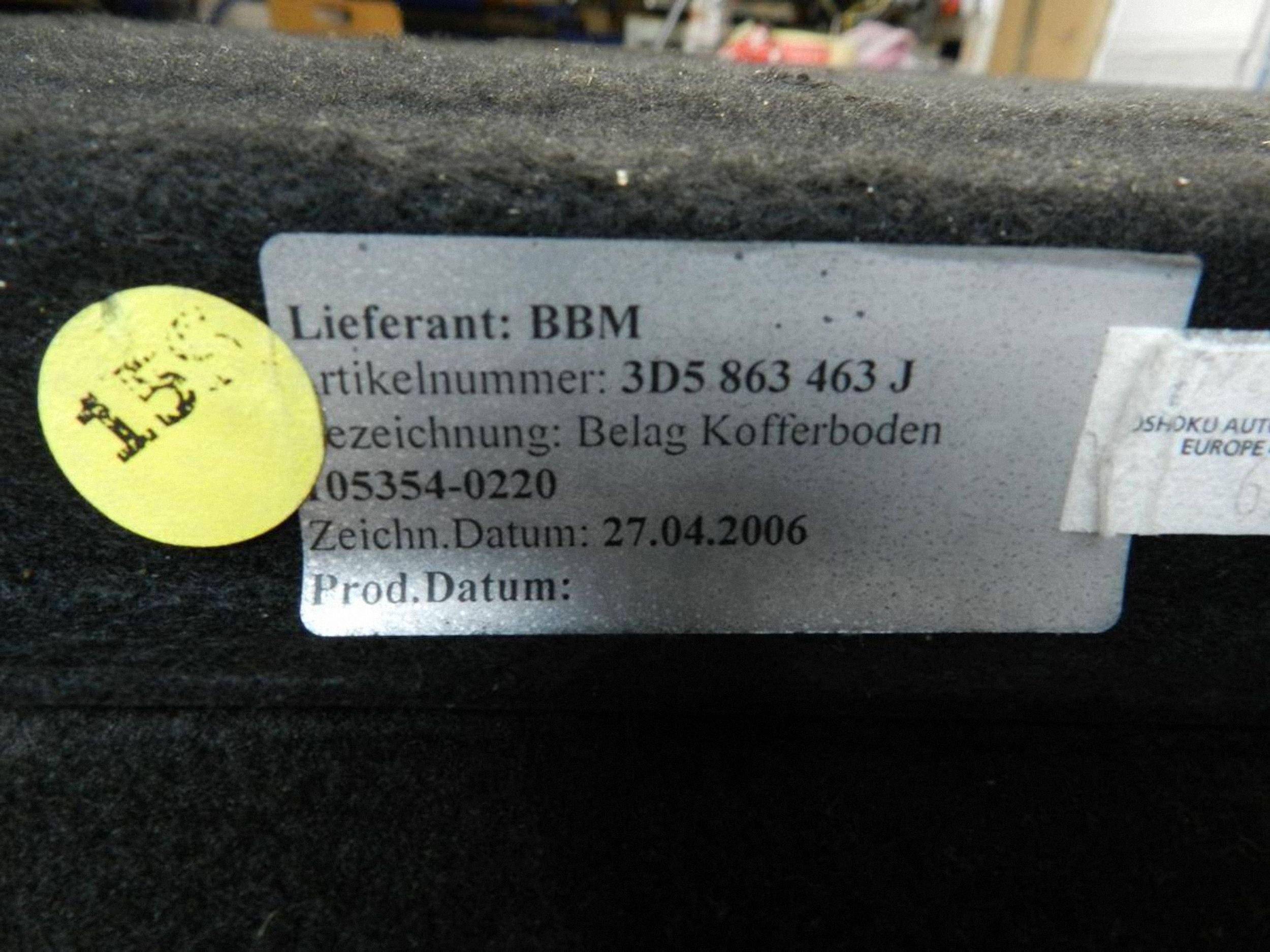 Volkswagen Phaeton mats boot 3D5863463J N58274