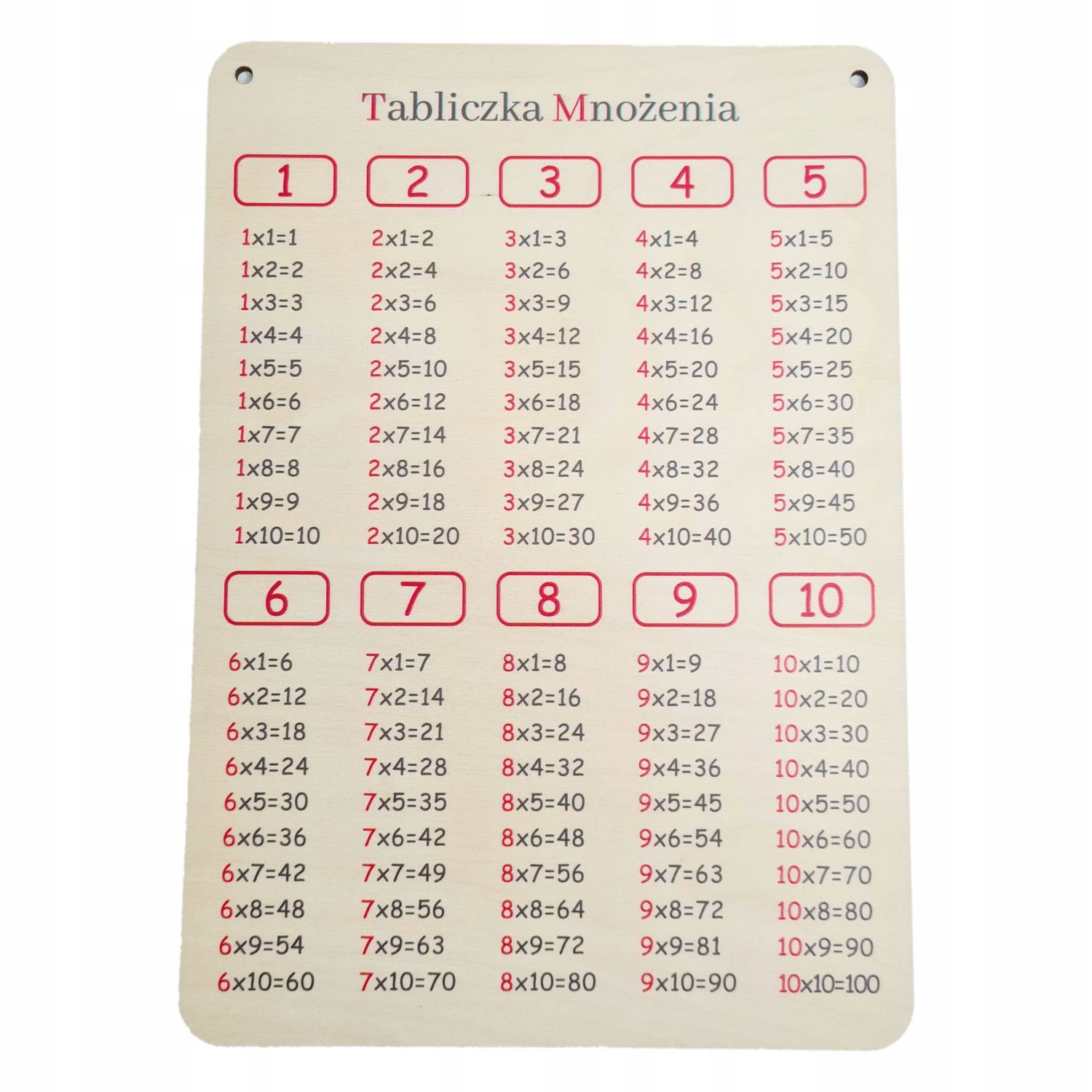 

Drewniana Tabliczka Mnożenia Tablica Edukacyjna