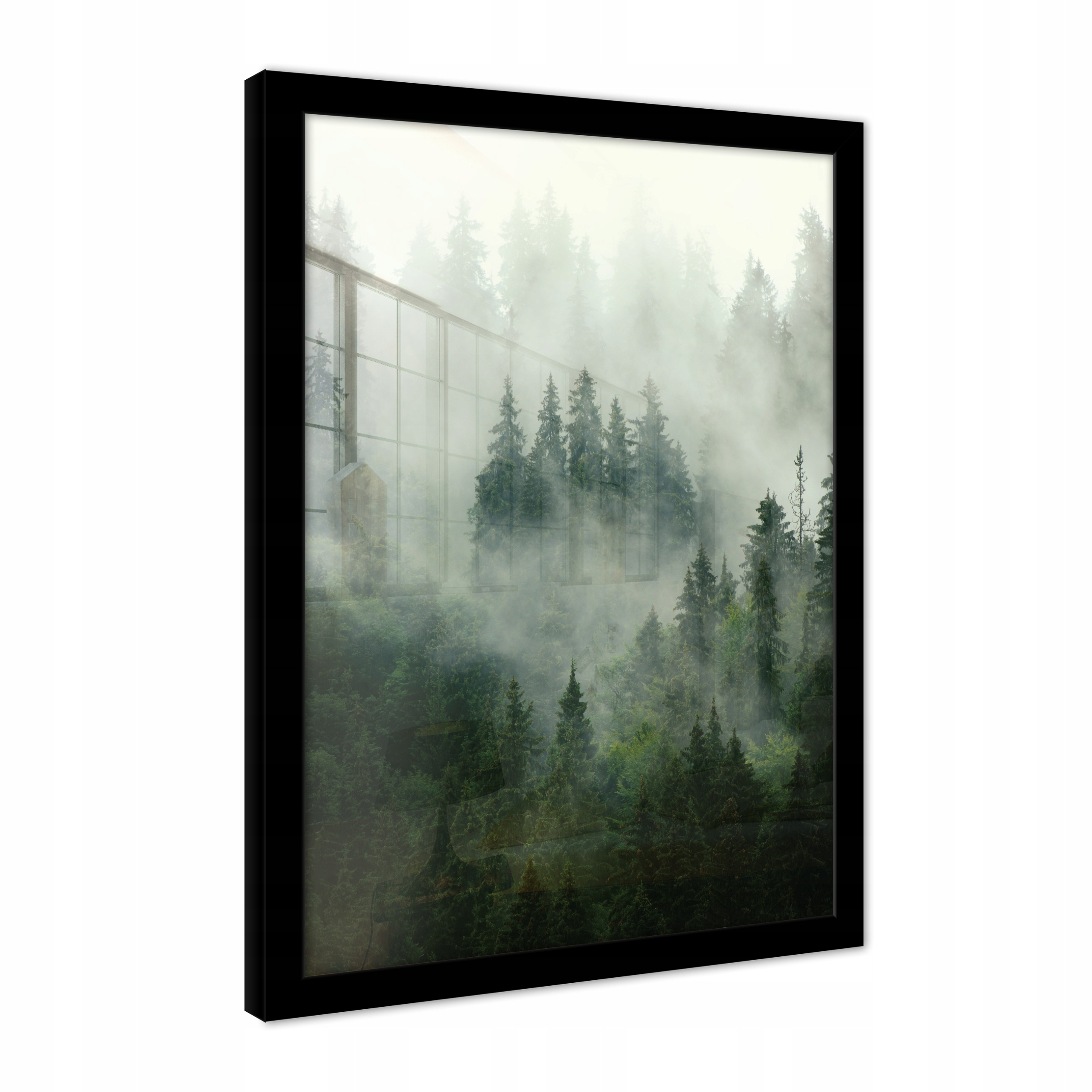 Obraz Les V Mlze Příroda Zelený Moderní Plakát V Rámu Velký XXL 100x70