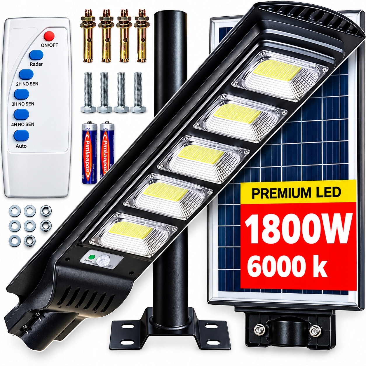 Solární lampa pouliční Vögler GmBh 1800W, senzor stmívání pohybu