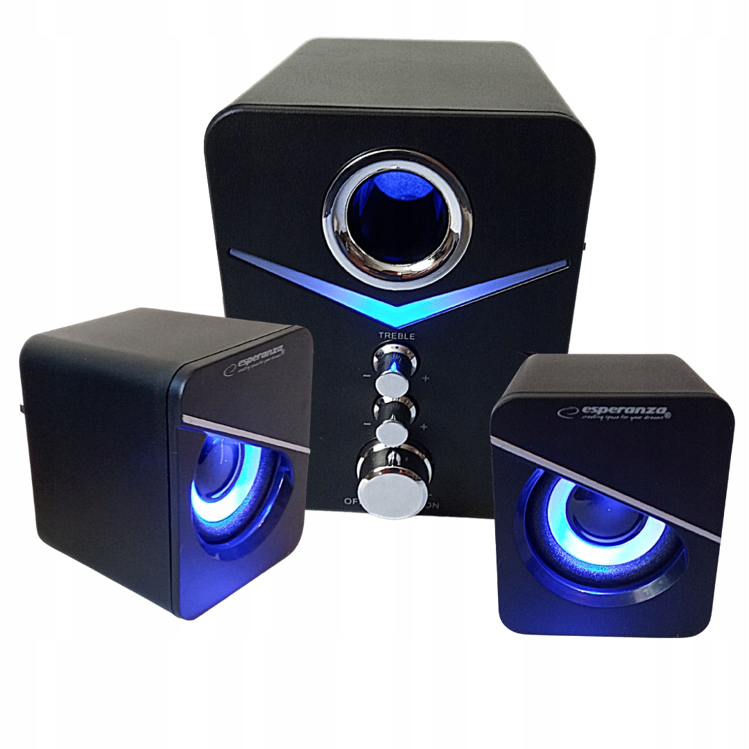 GŁOŚNIKI KOMPUTEROWE PC PODŚWIETLANE LED USB 2.1 Model 1842
