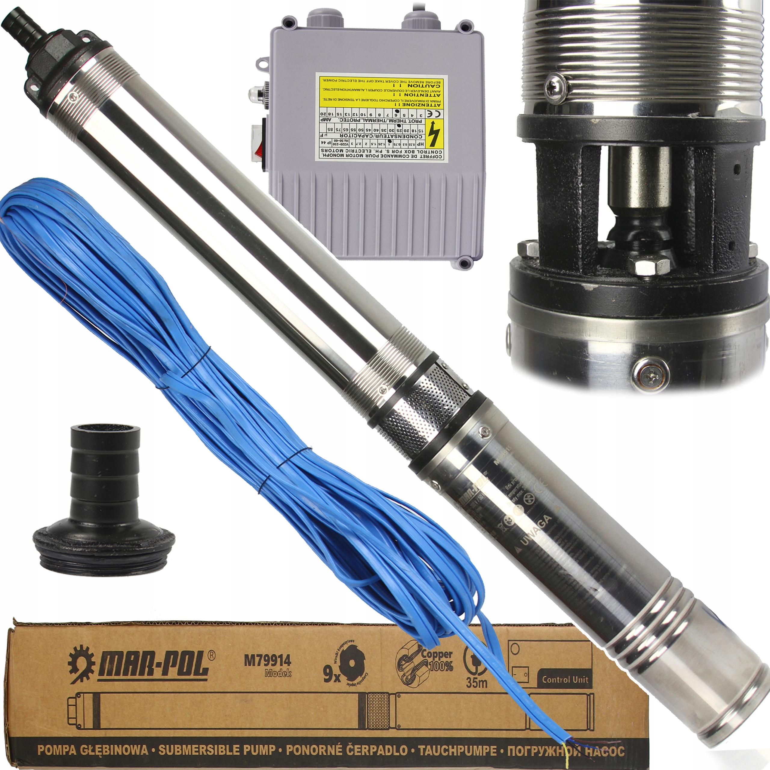 POMPA CIŚNIENIOWA wody GŁĘBINOWA hydrofor 63m 70 l