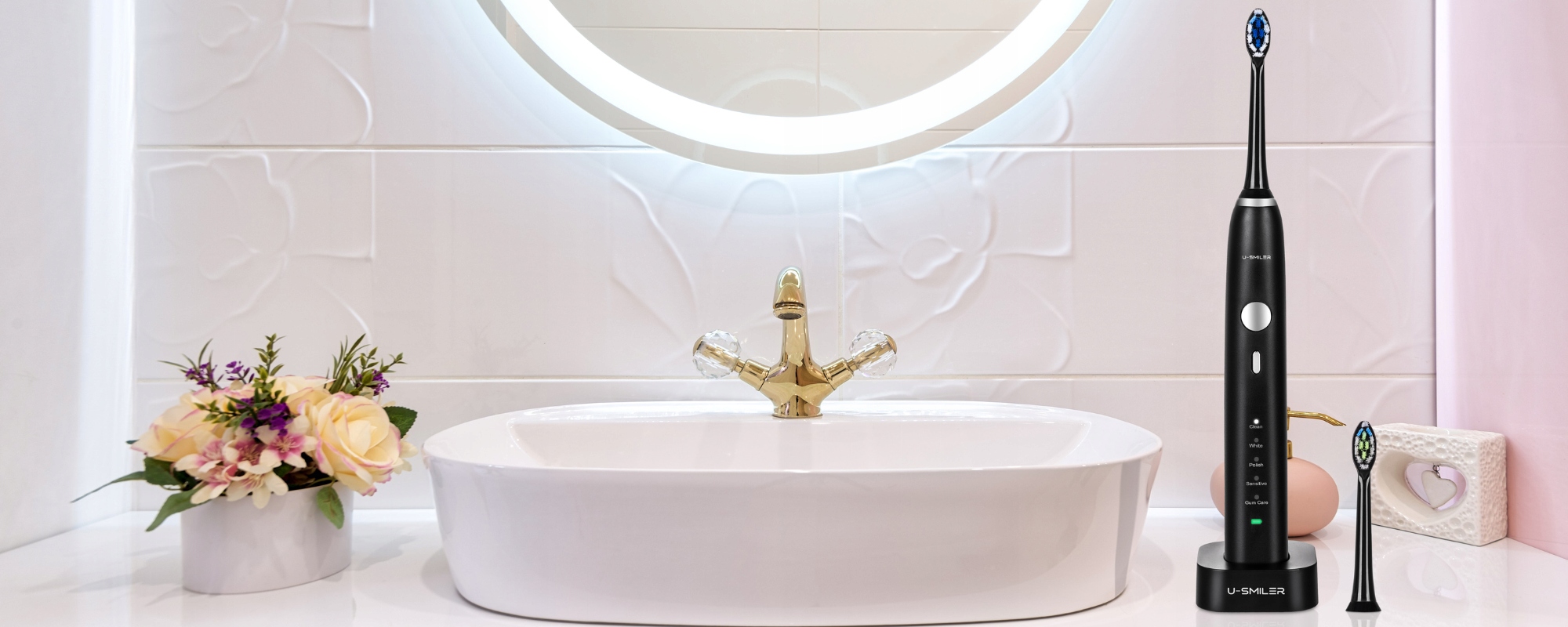 SZCZOTECZKA SONICZNA DO ZĘBÓW ELEKTRYCZNA U-SMILER IPX8 ETUI 2 KOŃCÓWKI PRO Rodzaj obrotów pulsacyjne wymiatające