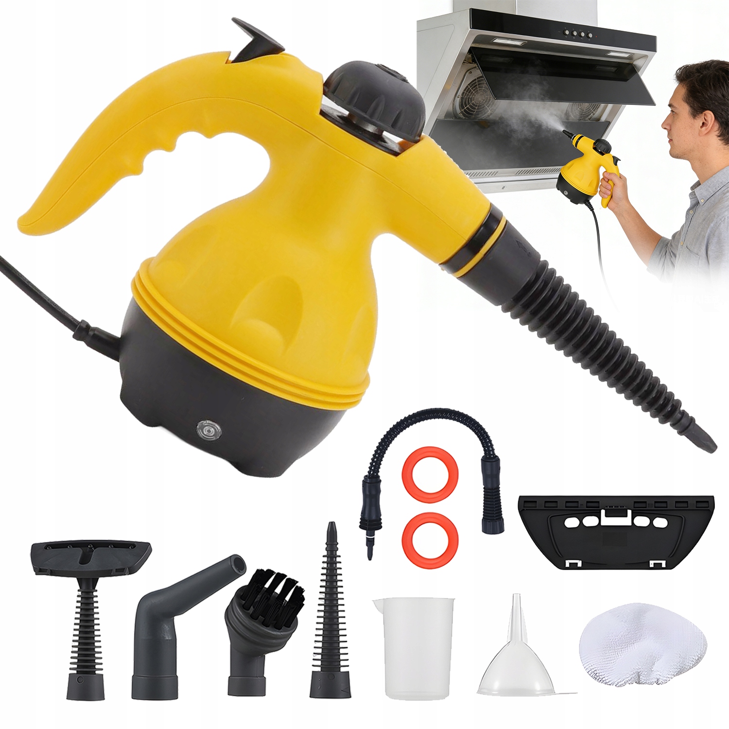 Parní Čistič 1000 W 3 Bary 300 ML Prodlužovací Hadička 5 Hlavic