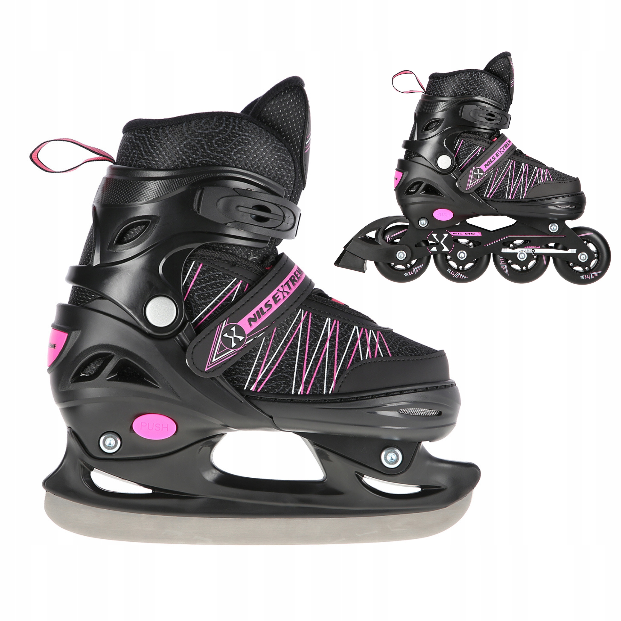 Kolečkové Brusle Brusle 2v1 2v1 Regulovatelné dívčí Fitness Alu 31-34 Nils Extreme