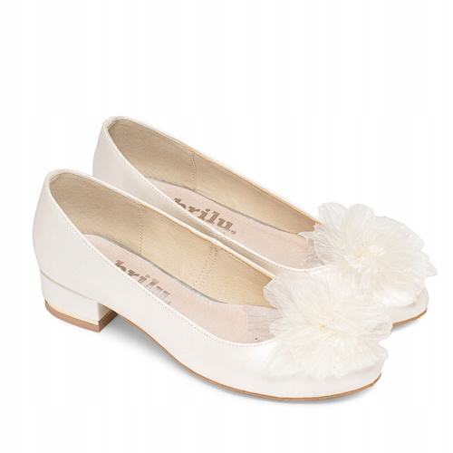 Brilu Polskie Ślubne Balerinki Z Kwiatową Ozdobą Rosemary Ivory 37